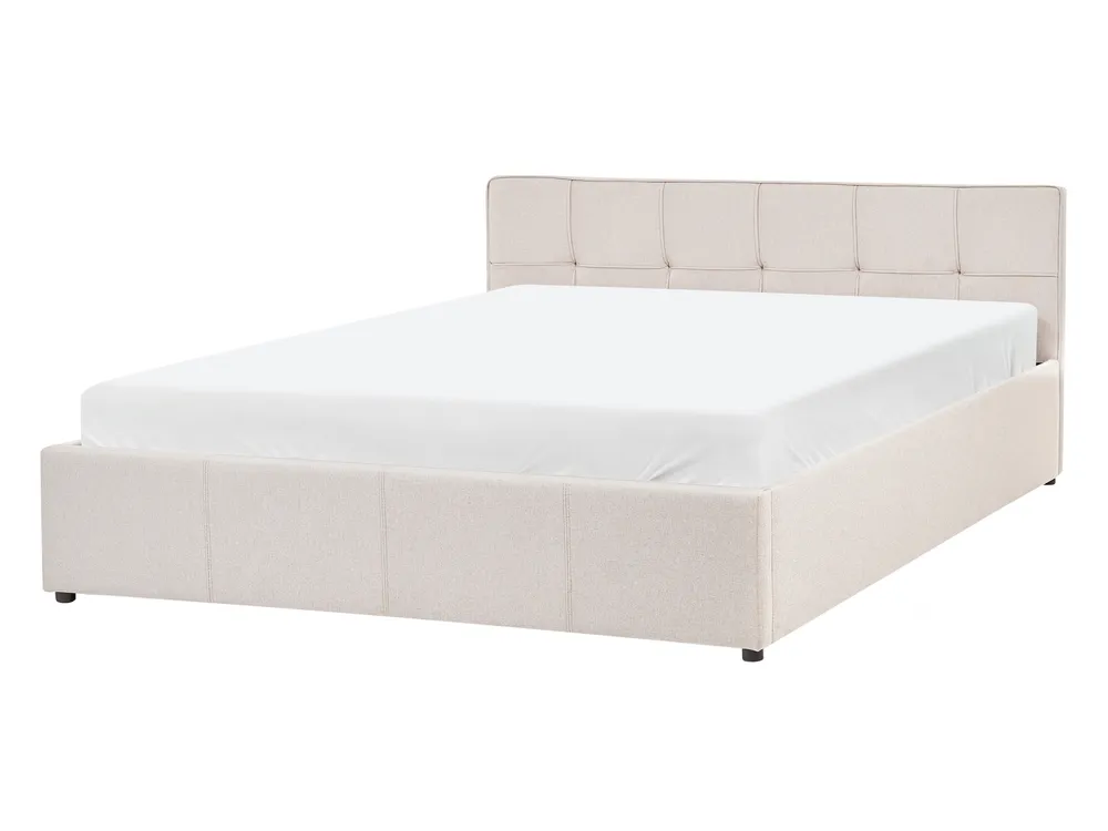 Ottoman Bed LAURESSES Fabric Light Beige 140 x 200 cm (EU Double)_1153486