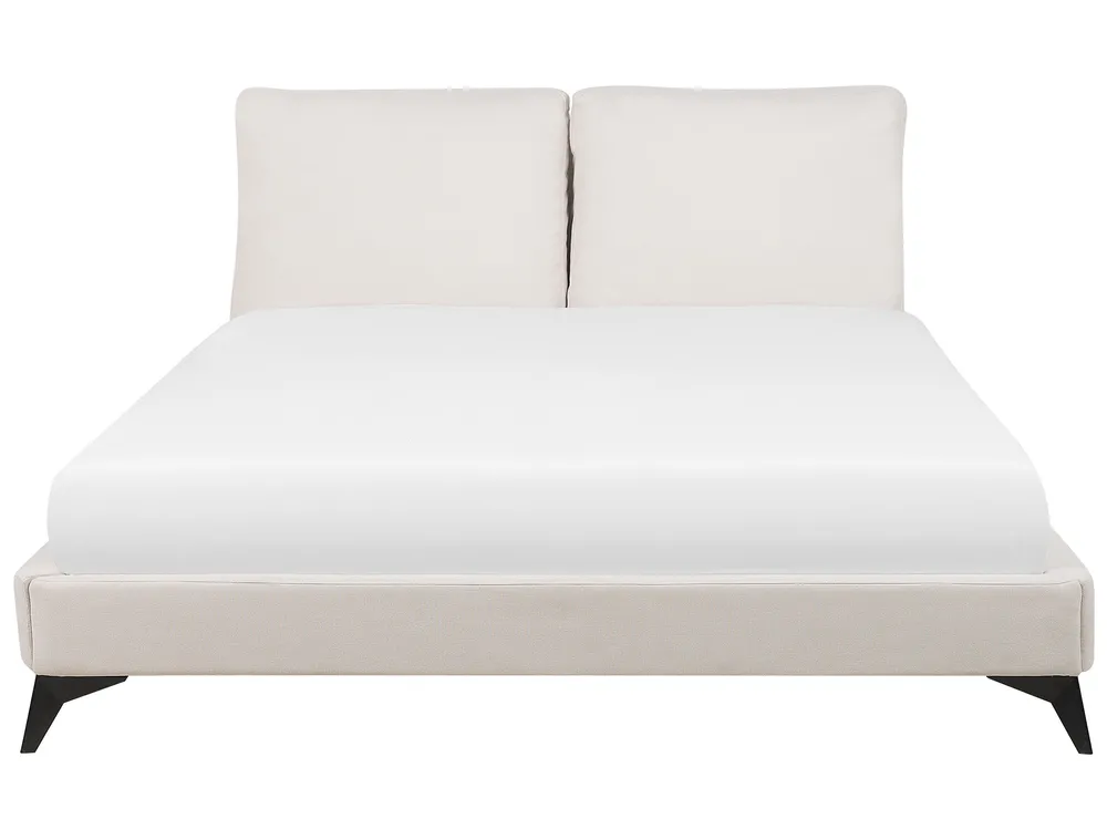 Bett mit Lattenrost Chenillegewebe MELLE 180 x 200 cm Hellbeige_763147