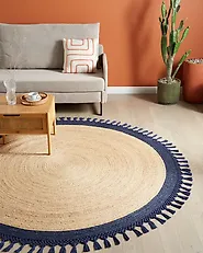 Teppich MARTS Dunkelblau ø 200 cm Jute_1185172