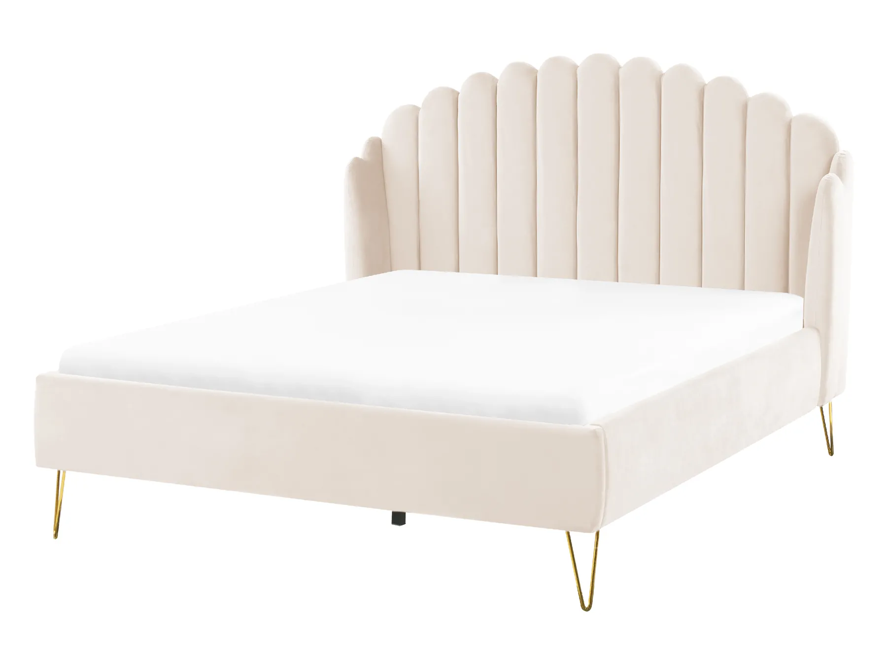 Bed Velvet AMBILLOU 140 x 200 cm (EU Double) Light Beige_857616