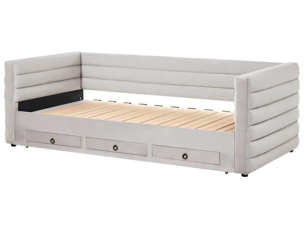 Tagesbett mit Stauraum Samtstoff MEUDON 90 x 200 cm Grau_1022097