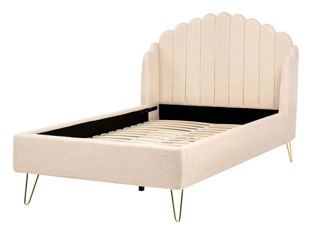 Bett mit Lattenrost Bouclé AMBILLOU 120 x 200 cm Beige_1014349