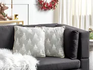 Dekokissen 2er Set BILLBERGIA 45 x 45 cm Baumwolle Grau Weihnachtsmotiv_887608