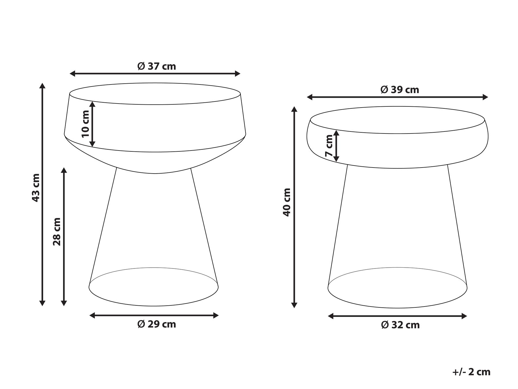 Beistelltisch 2er Set LAGUNA/CALDERA Glas Dunkelbraun_1093670