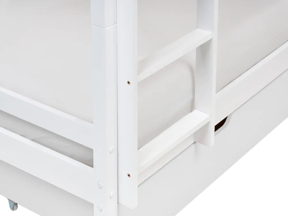 Hochbett mit Schubladen TERNAS Kiefernholz Weiß 90 x 200 cm mit Stauraum_988846