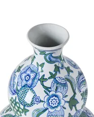 Blumenvase MOSTOLES 45 cm Porzellan Weiß / Blau_1052860