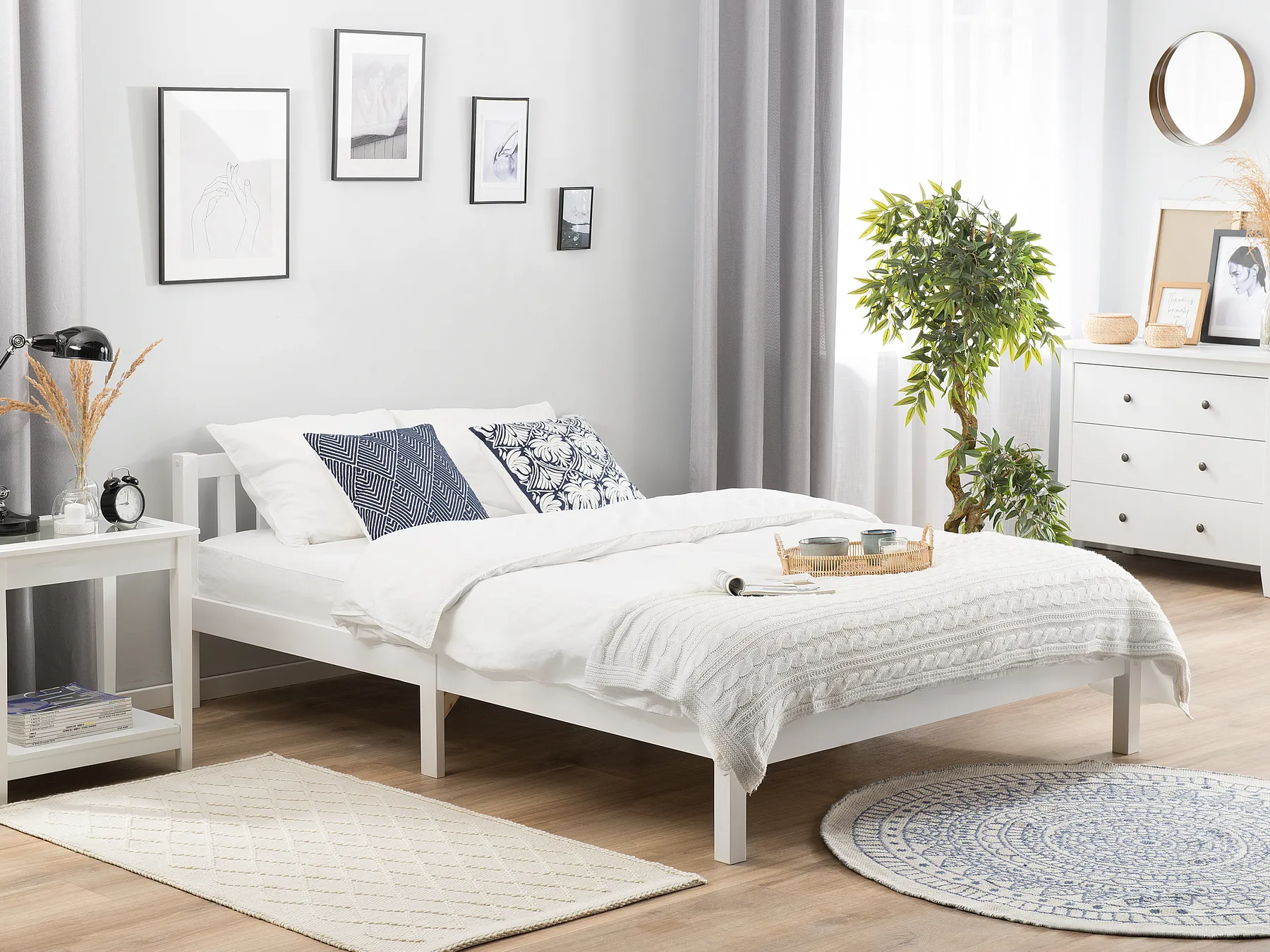 Bett mit Lattenrost Kiefernholz FLORAC 160 x 200 cm Weiß_751019