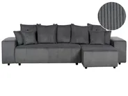 Eckschlafsofa 3-Sitzer LUSPA mit Stauraum Cord Dunkelgrau linksseitig_898708