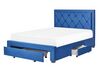 Bett mit Schubladen LIEVIN Samtstoff Marineblau 140 x 200 cm