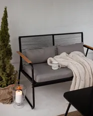 Lounge Set mit Tisch 4-Sitzer POMONTE Metall Schwarz_953732