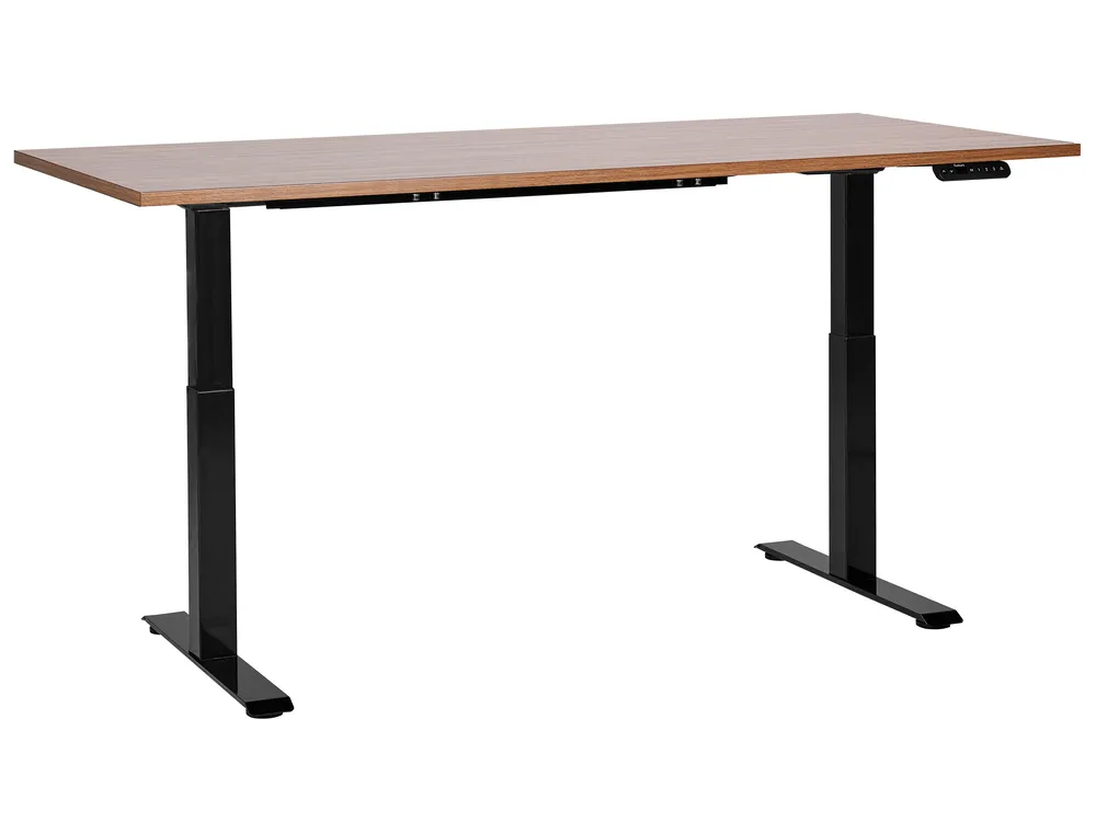 Schreibtisch elektrisch höhenverstellbar DESTINES 180 cm 80 cm Braun / Schwarz