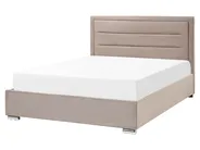 Postelja s prostorom za shranjevanje ROUEN Žamet Siva bež barva 160 x 200 cm_843840