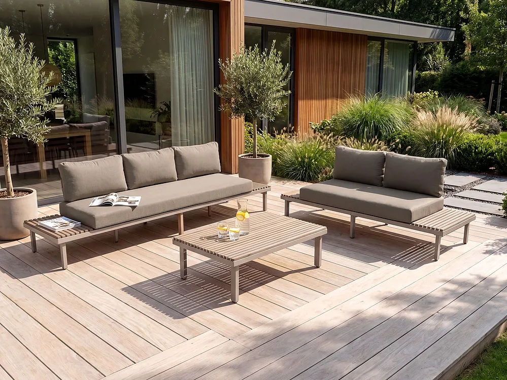 Outdoor Couchtisch FIVIZZANO 90 cm 70 cm Akazienholz Beige_1159422