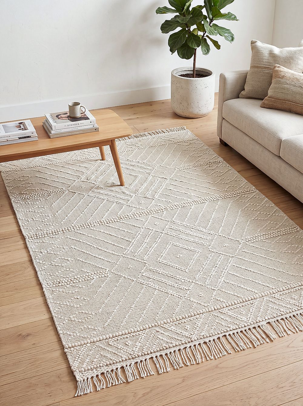 Rug MAVIKENT Beige 160 x 230 cm Wool