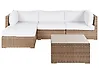 Garten Ecksofa mit Tisch 4-Sitzer SANO modular Polyrattan Naturfarben rechtsseitig