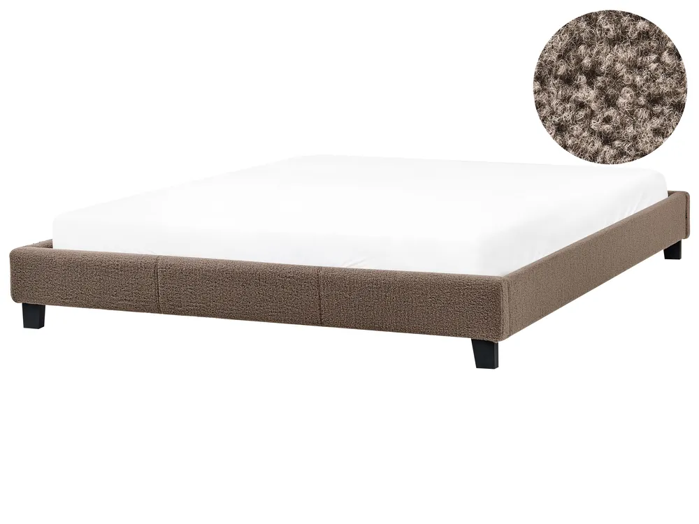 Bett ohne Kopfteil Bouclé ROANNE 180 x 200 cm Taupe_995508