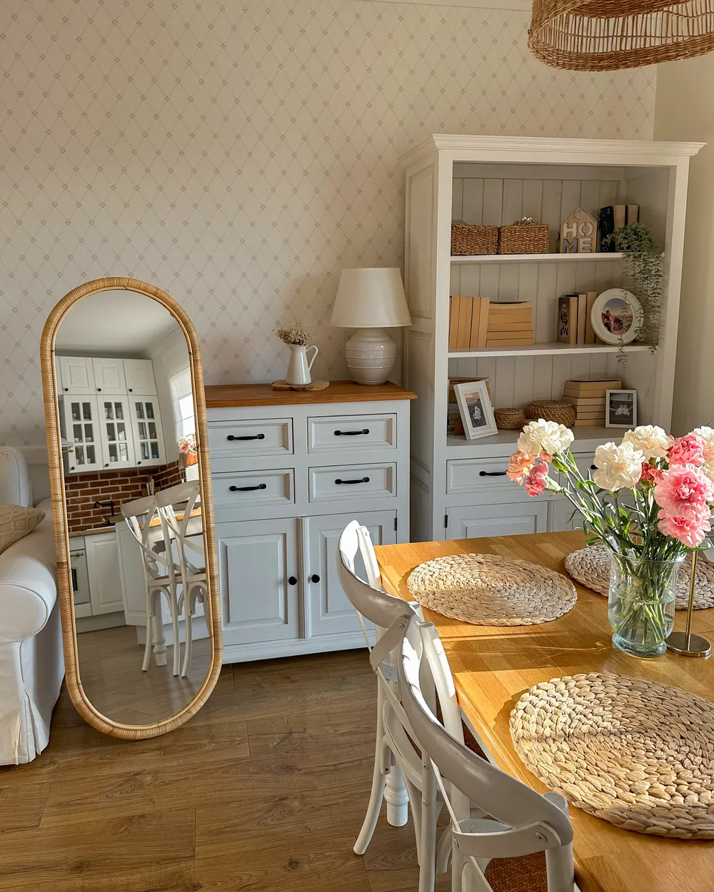 Standing Mirror MONTOT 150 cm Rattan Natural_952465