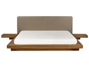 Bett mit LED Bouclé ZEN 180 x 200 cm Naturfarbene Esche_1079812