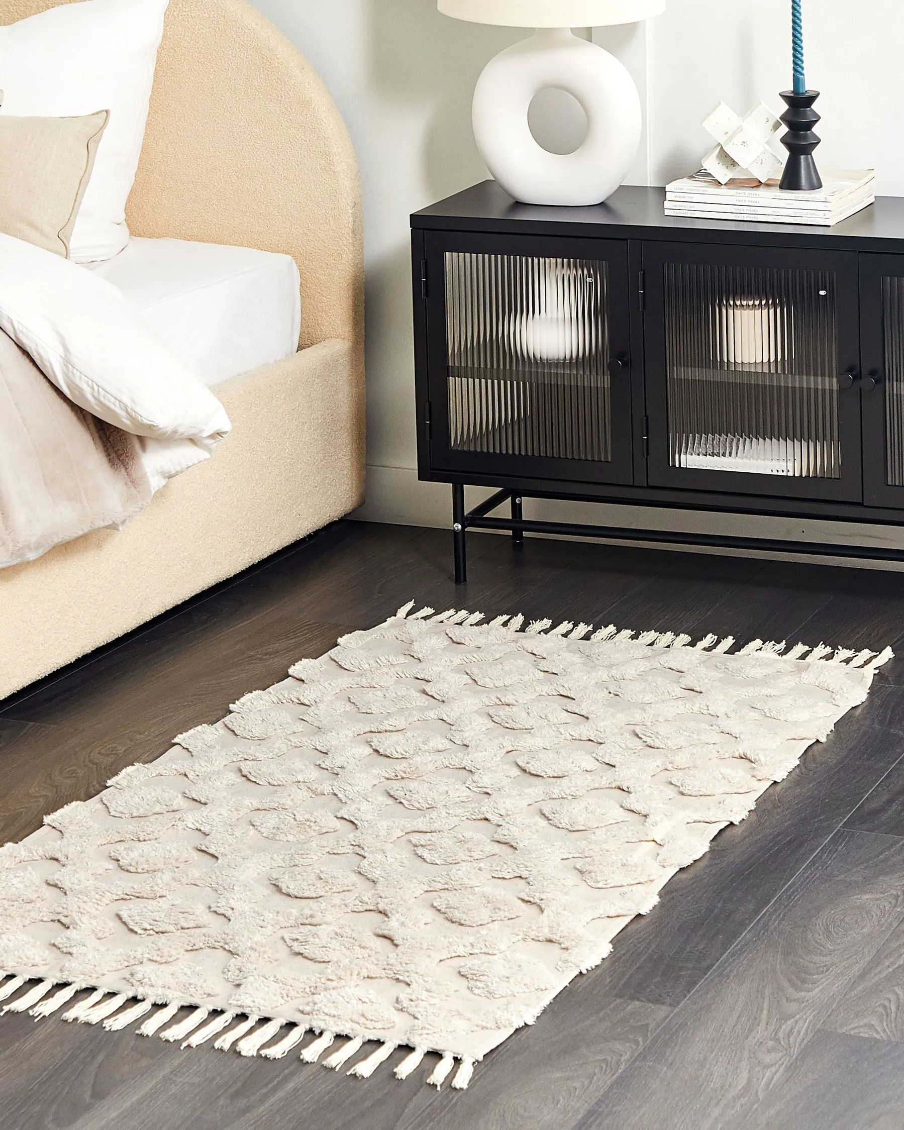 Teppich AKSARAY Beige 80 x 150 cm Baumwolle_839210