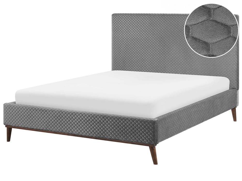Bed Velvet BAYONNE 140 x 200 cm (EU Double) Light Grey
