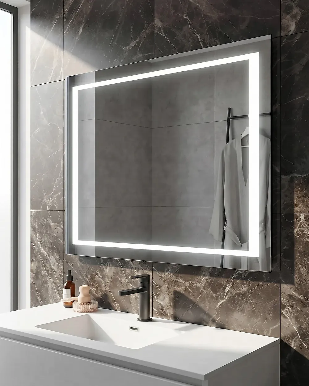 LED-Badezimmer-Spiegel EYRE 80 cm 60 cm Silber_1179282