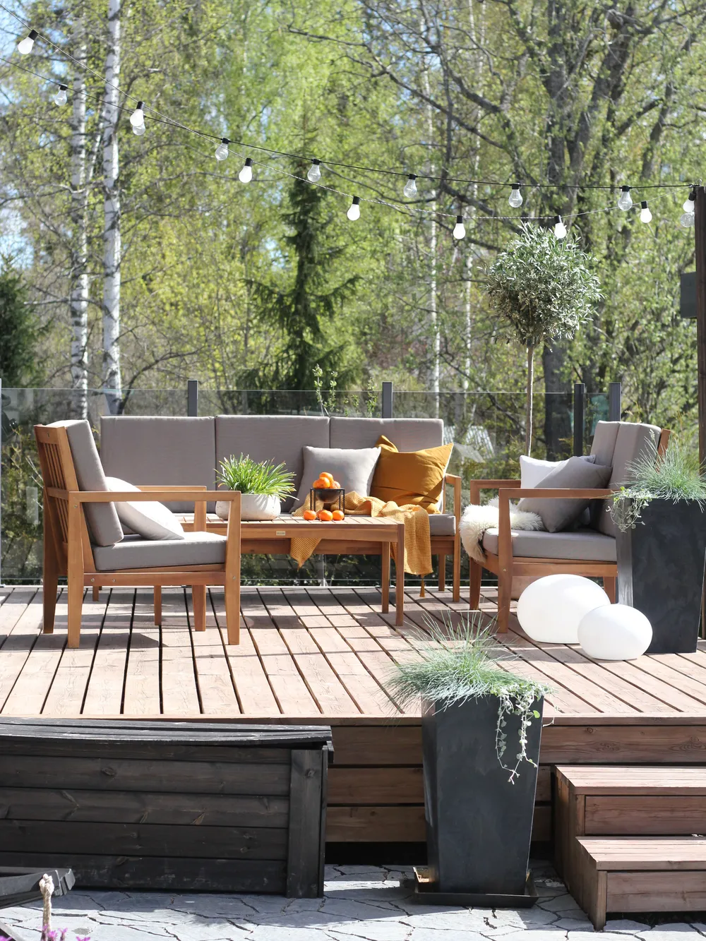 Garden Lounge Set with Table 7 Seater PATAJA Certified Acacia Wood Light Brown_832299