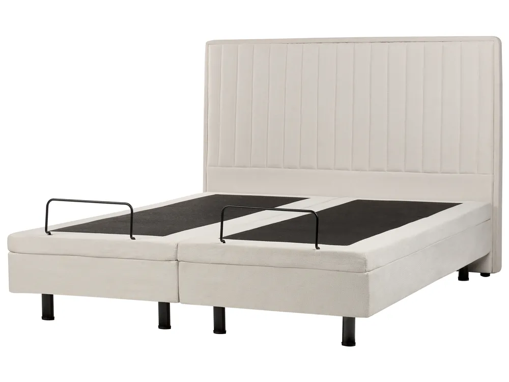 Adjustable Bed Fabric DUKE II 160 x 200 cm (EU King Size) Light Beige_910549