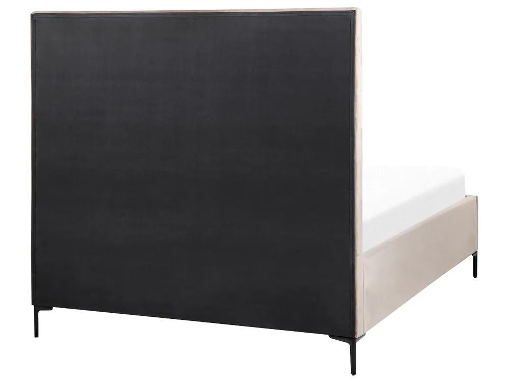 Krevet s prostorom za pohranu SEZANNE Samet Sivo-bež 140 x 200 cm_892497