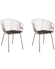 Esszimmerstuhl 2er Set HOBACK Metall Beige_907830
