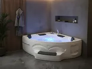 Whirlwanne Eckmodell mit LED CUYABENO 211 x 150 cm Weiß_1033717