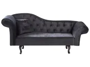 Linksseitige Chaiselongue LATTES II mit Kissen Samtstoff Schwarz_947550