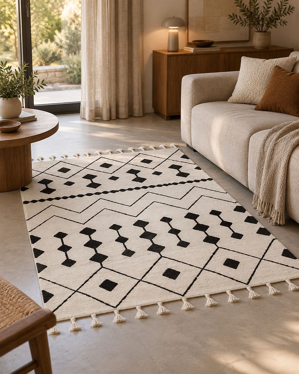 Rug KHEMISSET Off-White 140 x 200 cm Cotton