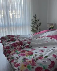 Duvet Cover Set LARYNHILL 155 x 220 cm Sateen Cotton Pink_976557