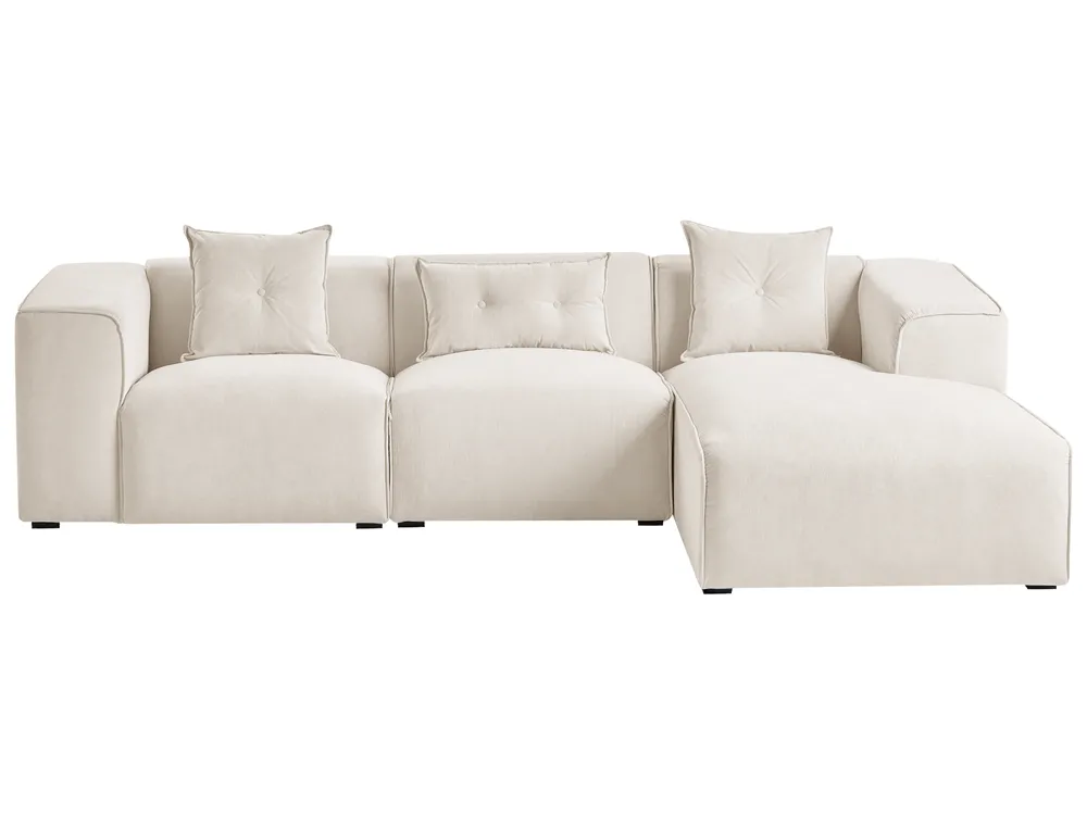 Corner Sofa 3 Seater DOLVA Corduroy Off-White Left Hand_863086