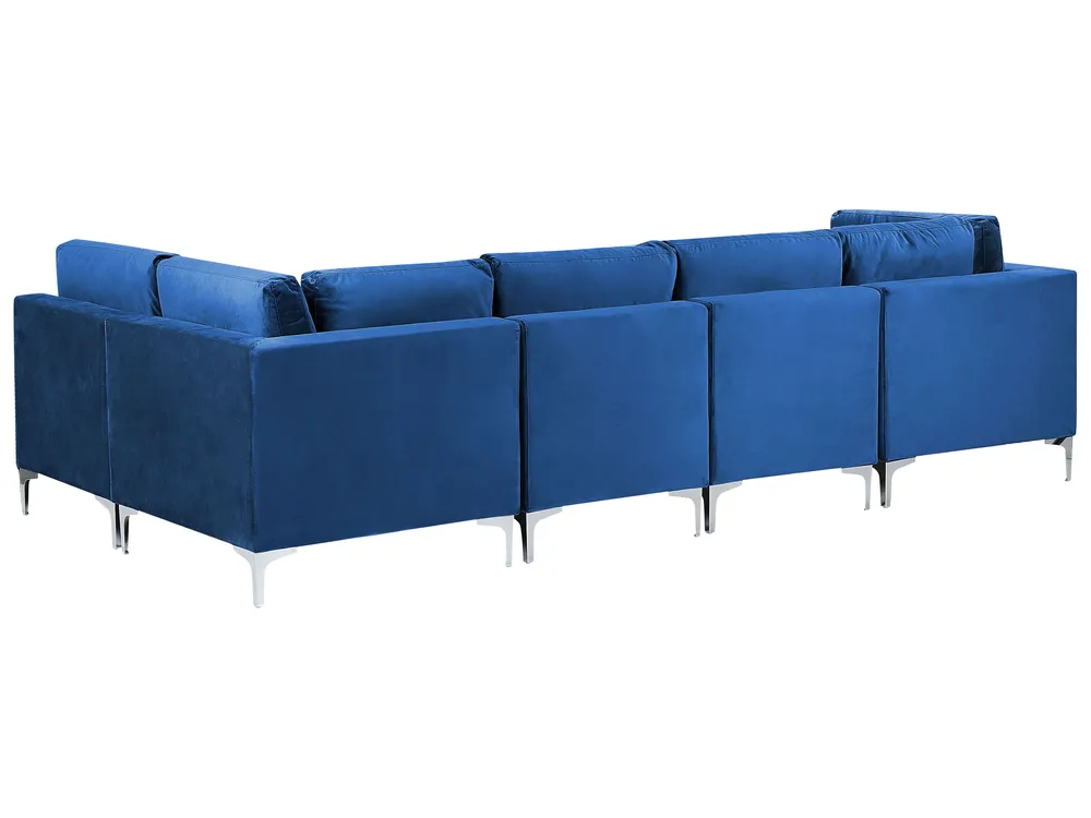 Modular Corner Sofa 5 Seater EVJA Velvet Navy Blue Left Hand_859894