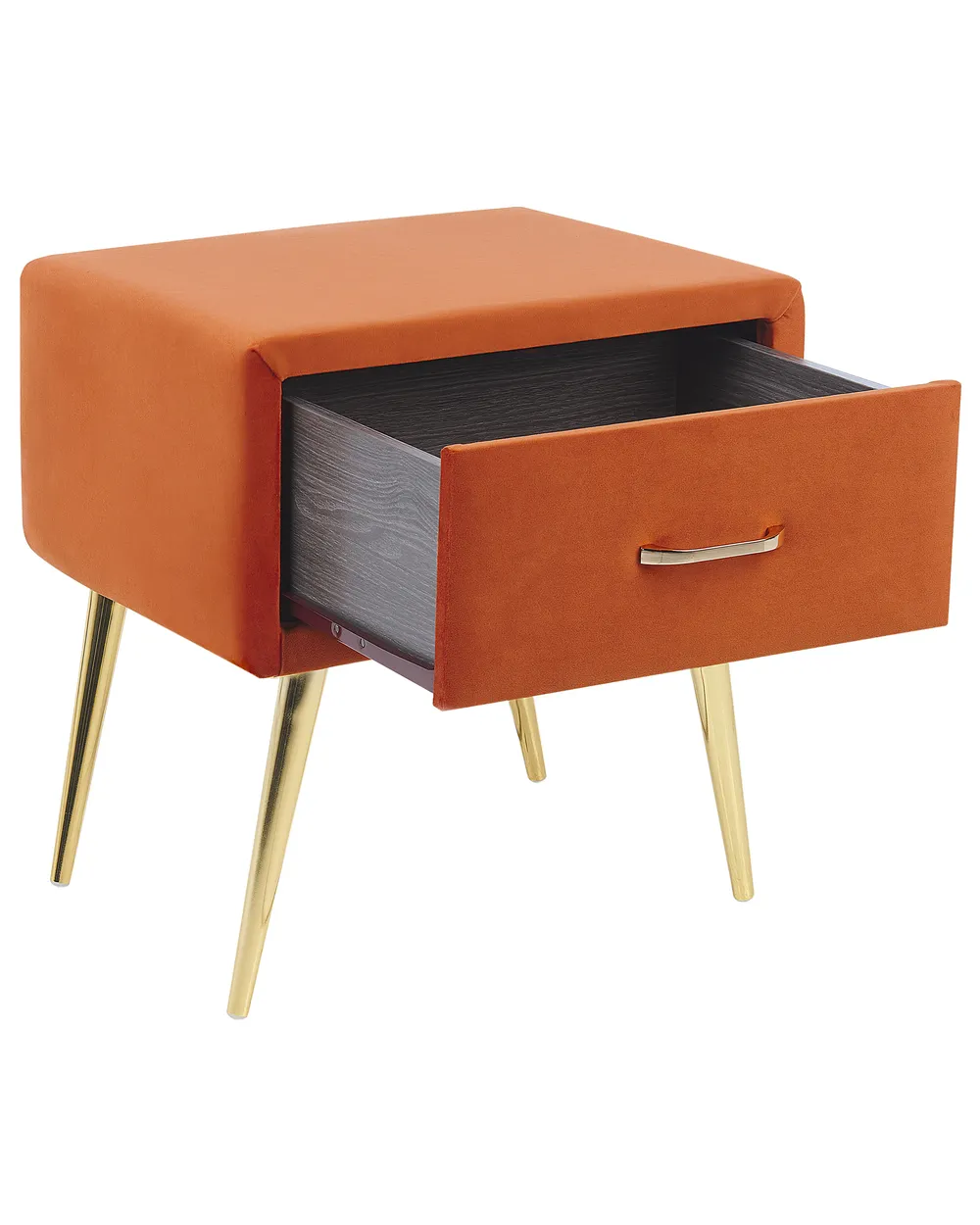 Nachttisch mit 1 Schublade FLAYAT Samtstoff Orange_833971