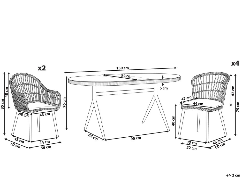 Gartenmöbel Set 6-Sitzer ALIANO inkl. Kissen Polyrattan Pastellrosa_851414