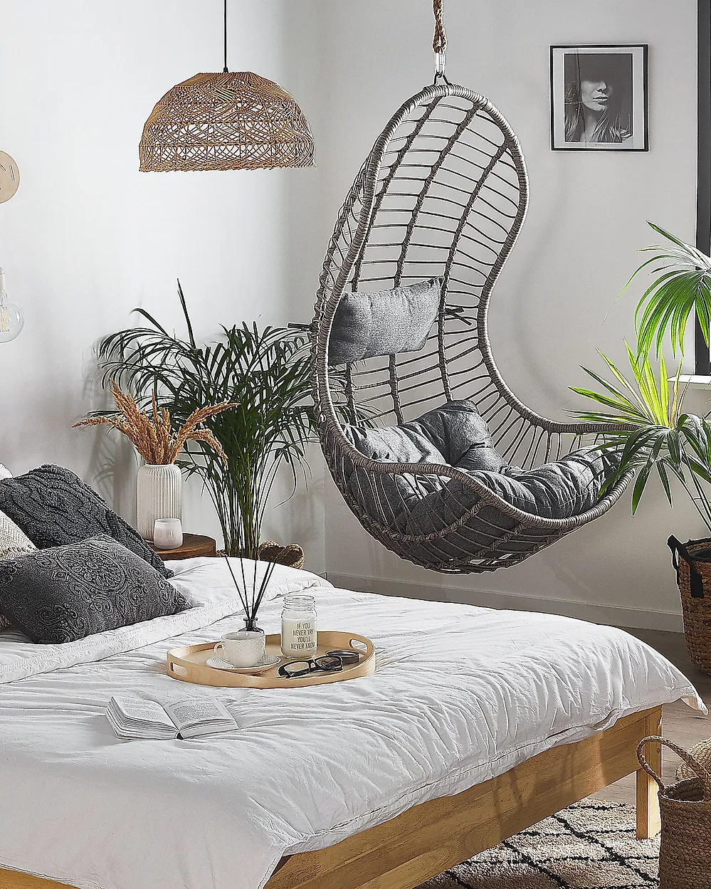 Hängesessel PINETO Polyrattan Grau_1177395