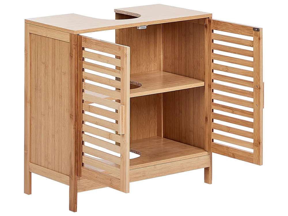 Waschbeckenunterschrank MISSOULA Bambus 60 cm Hellbraun - Beliani.de