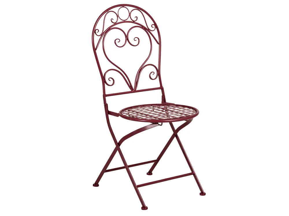 Bistro Set ALBINIA Metall Burgunderrot_1016244