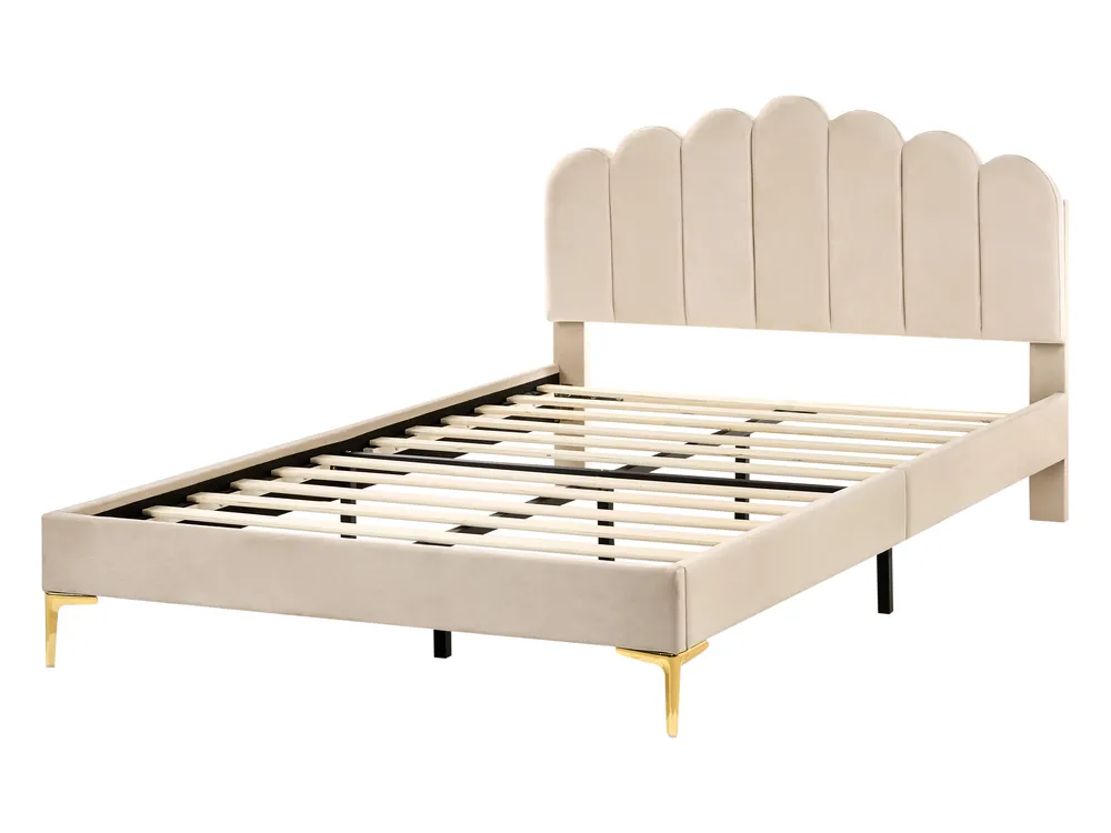 Bett mit Lattenrost Samtstoff SAUVIAN 140 x 200 cm Beige_1014402
