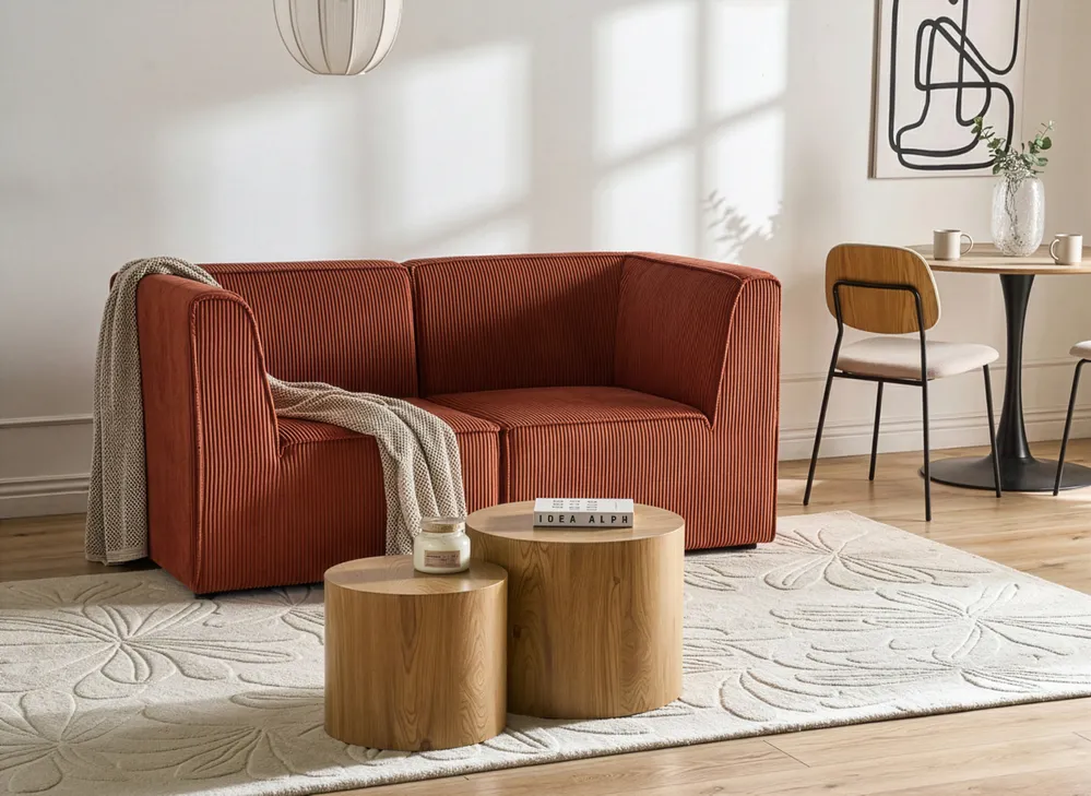 Sofa 2-Sitzer LEMVIG Cord Goldbraun