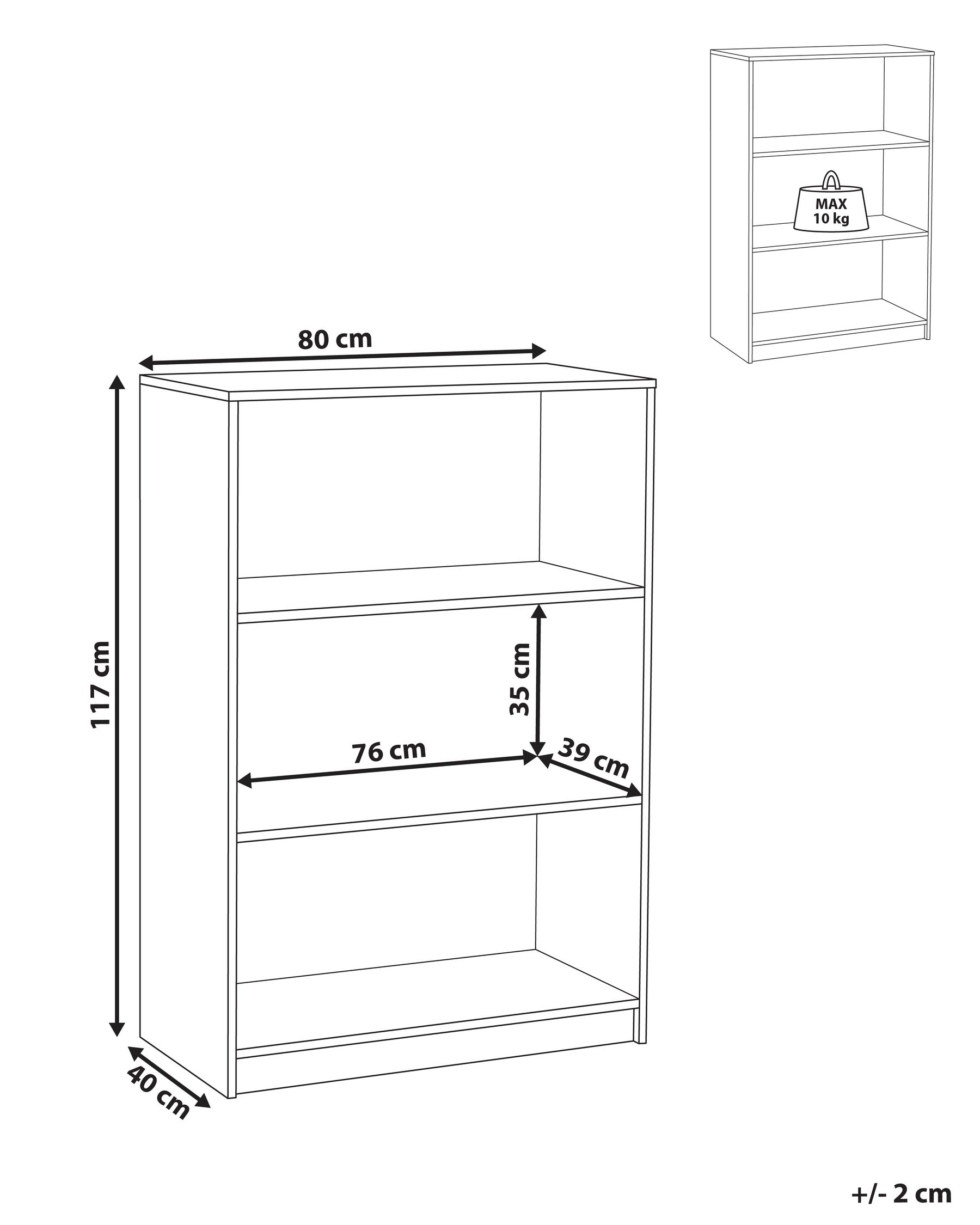 Bibliothèque 3 étagères ZEHNA 117 cm Marron clair_1026497