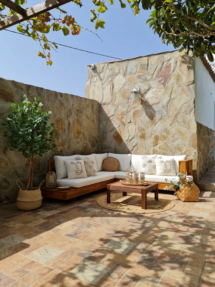 Garten Ecksofa 5-Sitzer MARETTIMO zertifiziertes Akazienholz Cremeweiß rechtsseitig_857568