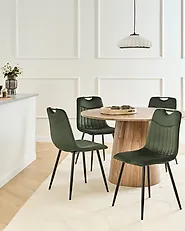 Set of 4 Dining Chairs ARGYLE Velvet Dark Green_1174262