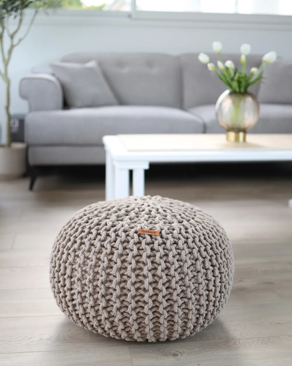Pouf CONRAD Baumwolle Hellbeige_1033823