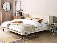 Bett mit Lattenrost Samtstoff ARETTE 180 x 200 cm Hellbeige_1184787