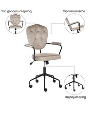 Bureaustoel VELISSE Fluweel Taupe_1065431