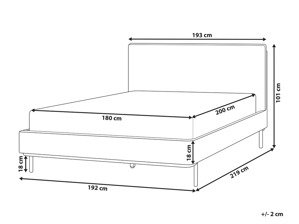 Bett mit Lattenrost Bouclé CORIO 180 x 200 cm Cremeweiß_903264