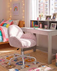 Desk Chair JUBBI Faux Fur Pastel Pink_1159624